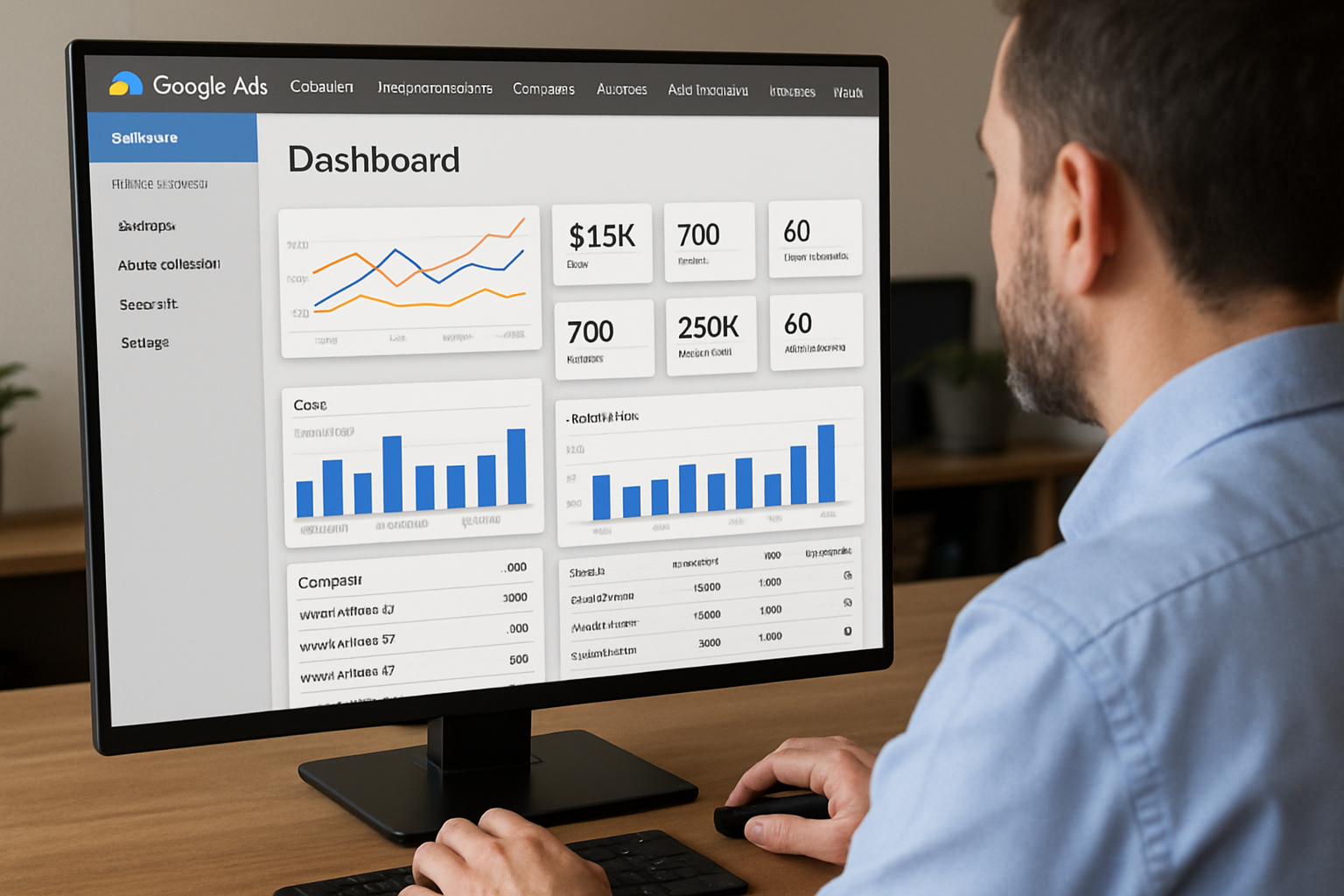 Expert managing Google Ads dashboard for a local business