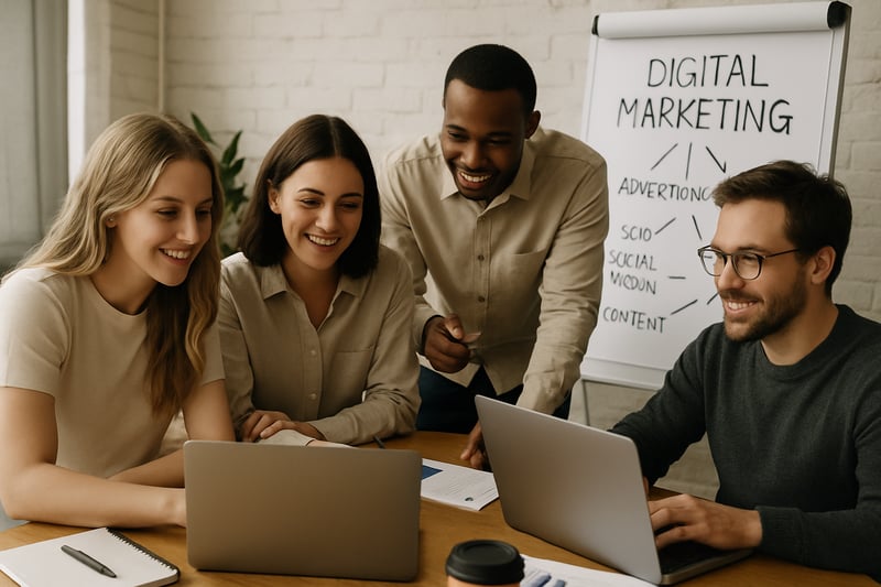 Ivory & Ink Creative team collaborating on digital marketing strategies