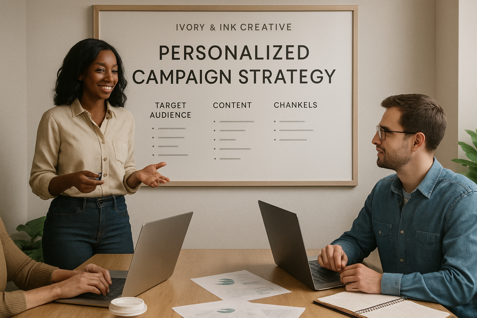 Personalized campaign strategy session at Ivory & Ink Creative